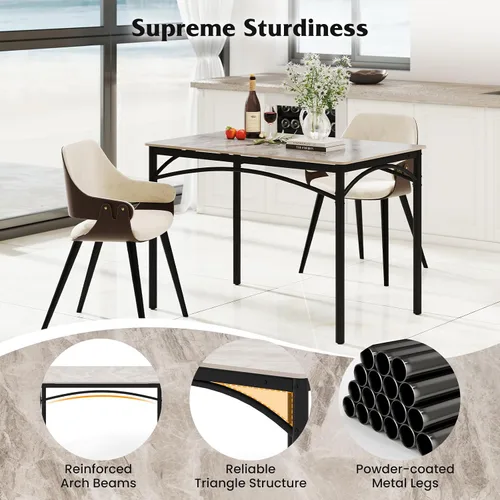 Vista 3 de GOFLAME Mesa de comedor de piedra sinterizada de 43 pulgadas para 4, mesa de cocina rectangular con mesa de mármol sintético y marco de metal, mesa