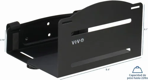 Vista 2 de VIVO Soporte de pared universal para PC, soporte de acero ajustable, caja de computadora, soporte de correa de CPU de marco abierto, negro