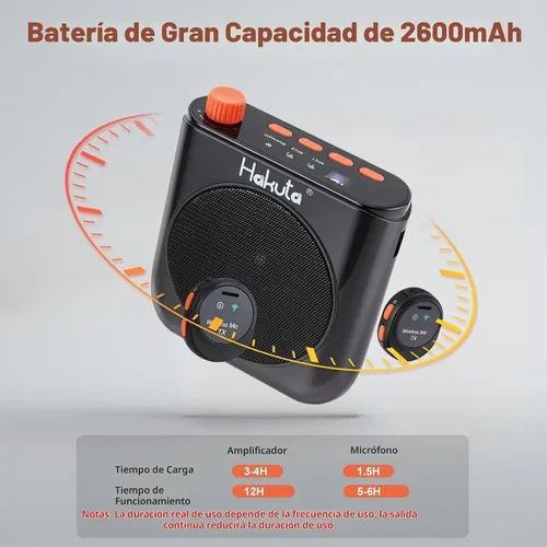 Vista 5 de HAKUTA Amplificador de voz inalámbrico para profesores con 2 micrófonos