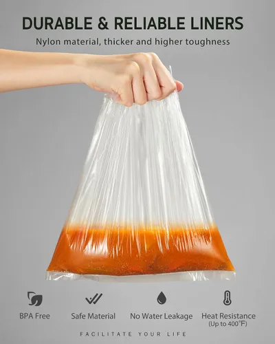 Vista 3 de Syntus Revestimientos para olla de cocción lenta, 10 bolsas de cocina desechables de tamaño pequeño, bolsas de plástico, para bandejas de cocción