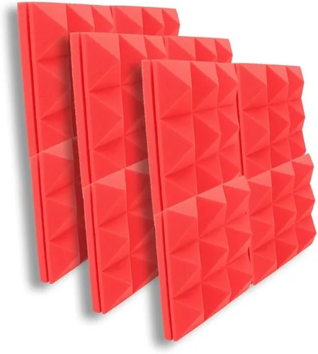 Vista 8 de Paquete de 12 paneles de espuma acústica de 2 x 12 x 12 pulgadas, acolchado a prueba de sonido para laboratorios de pared, azulejos decorativos