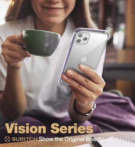 Vista 4 de SURITCH Funda transparente para iPhone 11 Pro Max (solo 6.5 pulgadas), [protector de pantalla integrado] protección de cuerpo completo, resistente a