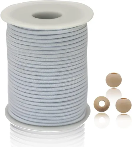 Vista 8 de Cordón elástico delgado negro de 2mm para hacer pulseras, cuerda elástica redonda de 129 pies, cordón para cuentas Pony, hilo elástico