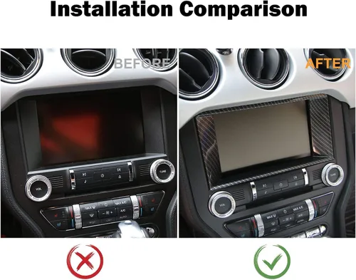 Vista 2 de RT-TCZ Cubierta de bisel de marco de panel de navegación GPS de fibra de carbono de 8 pulgadas para accesorios interiores del tablero para Ford