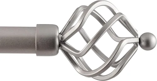 Vista 2 de Exclusive Home Torch - Barra de cortina de 1 pulgada y juego de remates a juego, plata mate, ajustable de 36 a 72 pulgadas