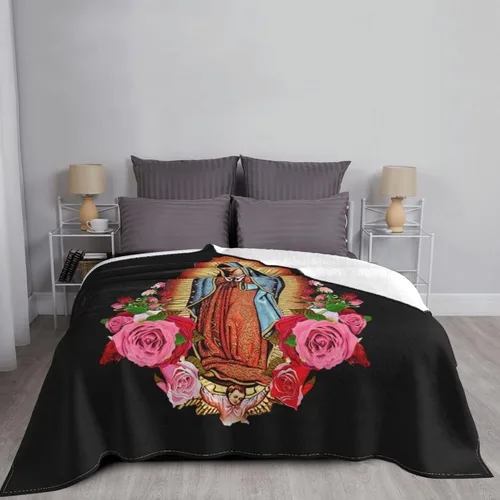 Vista 6 de Manta Virgen María de Nuestra Señora de Guadalupe, suave y acogedora, para sofá, cama, caravana, 40 x 30 pulgadas