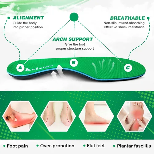 Vista 2 de Plantillas de soporte de arco para mujeres y hombres, inserciones ortopédicas de zapatos para pies planos, fascitis plantar, dolor de pies