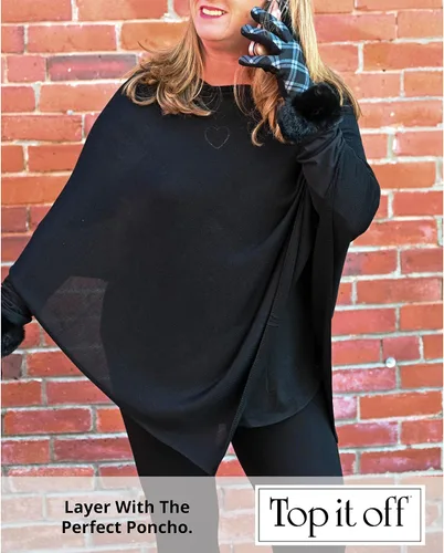 Vista 3 de Top It Off Elsa - Poncho de bambú para mujer, de punto fino, de lujo, hecho de bambú 100% natural, pieza de capas para mayor calidez