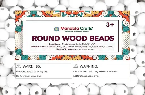 Vista 130 de Mandala Crafts - 2000 cuentas de madera redondas pequeñas de 6 mm para manualidades, suministros de macramé - cuentas de madera natural negra sin