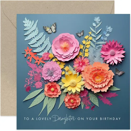 Vista 9 de Old English Co. - Tarjeta de cumpleaños para tía encantadora para ella, diseño de flores oscuras y obras de arte de mariposa, tarjeta de cumpleaños