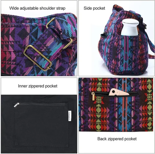 Vista 4 de Bolso bandolera de hombro tipo mensajero de tela duradera y casual grande