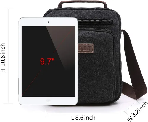 Vista 2 de AMJ Bolso bandolera para hombre bolso cruzado de lona bolso vintage para viajes trabajo negocios