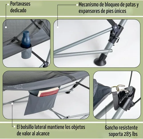 Vista 4 de Lucania Hamaca portátil con soporte y dosel, hamaca plegable independiente resistente para interiores, exteriores, campamento, patio y patio trasero