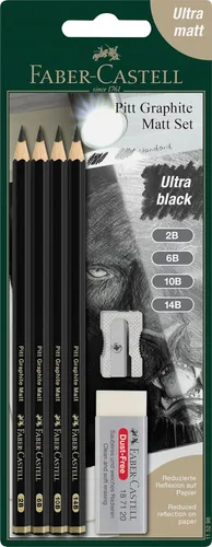 Vista 10 de Faber-Castell 3 Lápices de Grafito Mate Pitt en Lata - 10B, 12B, 14B - Lápices de Grafito Negro Mate