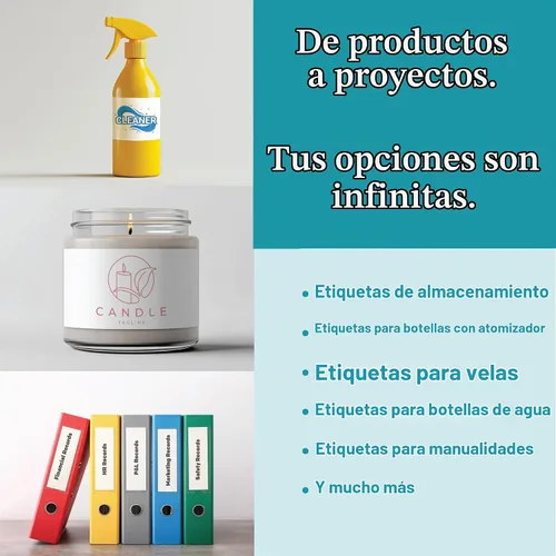Vista 2 de Premium Label Supply - Etiquetas adhesivas blancas mate para botellas de agua – NO impermeables – 8 x 2 pulgadas/20.32 x 5.08 cm – Compatibles