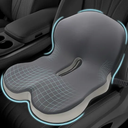 Vista 13 de Cojín de asiento de espuma viscoelástica para ciática y alivio del dolor de espalda, almohadilla ergonómica para silla con correa ajustable y funda