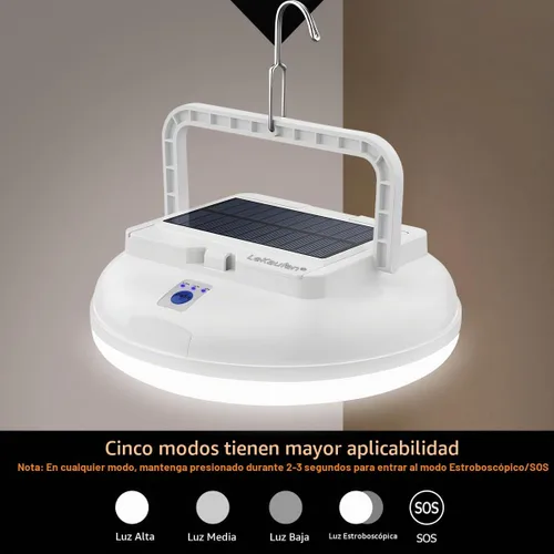 Vista 7 de Linterna solar que acampa 126 LED, luz colgante recargable de la tienda
