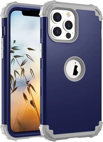 Vista 11 de Funda de teléfono para iPhone 13 Pro Max 2021 de 6.7 pulgadas, cubierta dura a prueba de golpes, de silicona suave, híbrida, de tres capas Negro