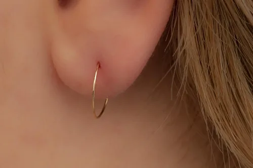 Vista 116 de Aretes de aro de oro de plata – Aretes de aro para mujer, dos piezas de aros de plata fina rellenos de oro, aro de hélice, anillo de tragus, aro