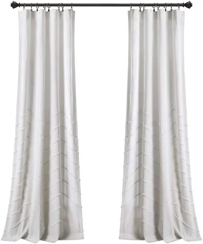 Vista 10 de Lush Decor Par de paneles de cortina de felpilla con cheurón gris claro (84 x 40 pulgadas)