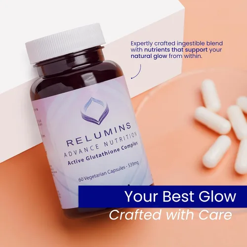 Vista 4 de Relumins Advance White, Complejo activo Glutatión, Cápsulas con fórmula blanqueadora oral con 6 refuerzos, Blanquea, repara y restaura la piel