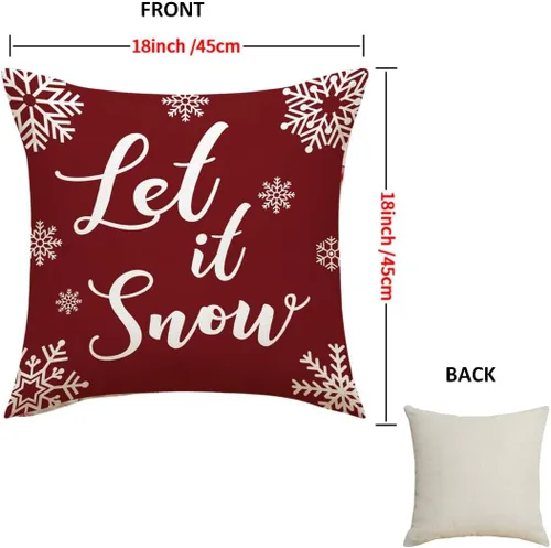Vista 2 de Fundas de almohada navideñas de 18 pulgadas, 4 piezas, decoración navideña festiva roja (4 piezas mezcladas)