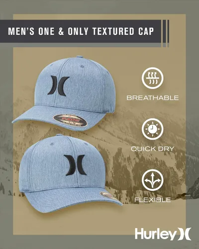 Vista 72 de Hurley Gorras para hombre - One & Only Flexfit Textures Cap - Sombreros ajustados para hombre, S-XL