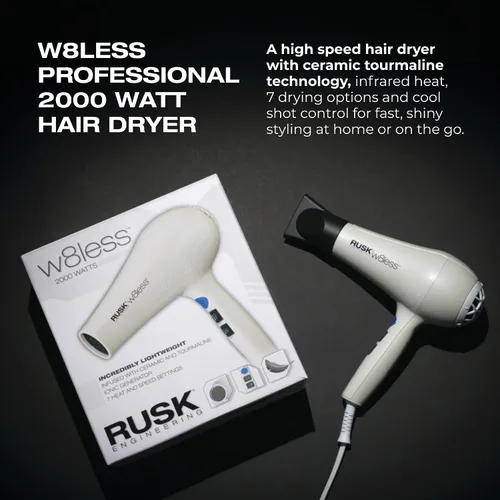 Vista 2 de RUSK Engineering W8less - Secador profesional de 2000 W, 7 ajustes de velocidad, peso ligero.