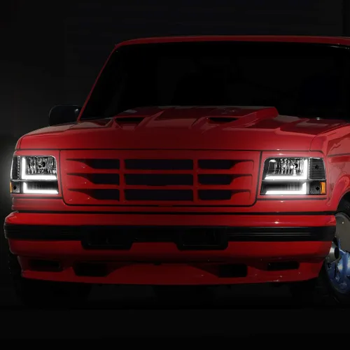 Vista 7 de DNA MOTORING Par de faros delanteros de barra de luz LED dual compatibles con 92-96 F150 F250 F350 Bronco, negro/ámbar, HL-LB-F15092-6P-BK-AM