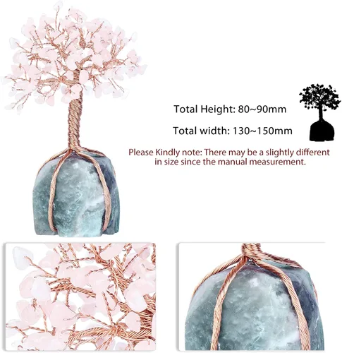 Vista 2 de Árbol de cristal con base de cuarzo, bonsái para la riqueza y buena suerte Árbol bonsái, árbol de dinero para la suerte de riqueza, decoración