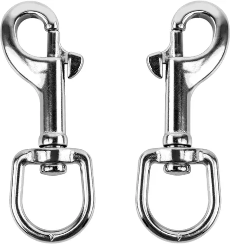 Vista 6 de QWORK® Clips de gatillo de acero inoxidable con juntas giratorias para correas de perro, mosquetón, paquete de 2