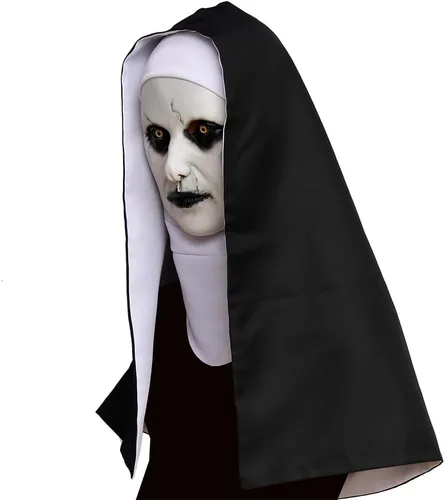 Vista 5 de Máscara de látex de cabeza completa de monja de Halloween para fiesta de miedo, cosplay, mascarada