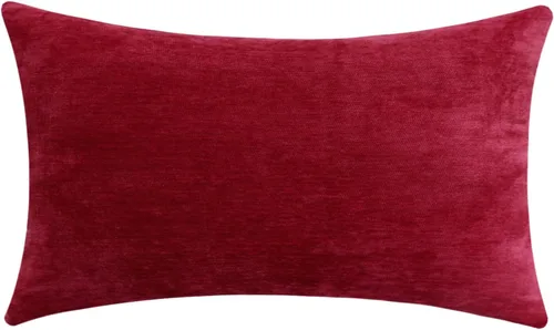 Vista 58 de Jeneoo - Fundas de almohada decorativas rojas brillantes de chenilla suave, fundas de cojín cómodas y sólidas para sofá de sala de estar