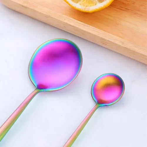 Vista 6 de BUY&USE Juego de cubiertos modernos de acero inoxidable de 12 piezas, cuchara reutilizable y resistente, ampliamente uso en el hogar, restaurante