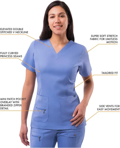 Vista 3 de Adar Pro Flawless Plus - Conjunto de exfoliante para mujer camiseta elevada con cuello en V y pantalones deportivos
