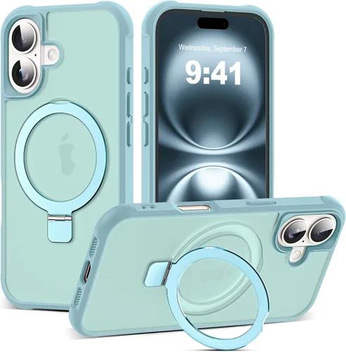 Vista 130 de SKYLMW - Funda compatible con iPhone 11 de 6.1 pulgadas, con soporte magnético invisible tipo anillo, funda translúcida de grado militar, compatible