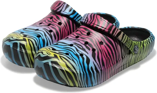 Vista 13 de Zuecos de mujer con estampado tie-dye, ligeros, de jardín, fáciles de poner, baratos, zapatillas/sandalias/zapatos para el agua
