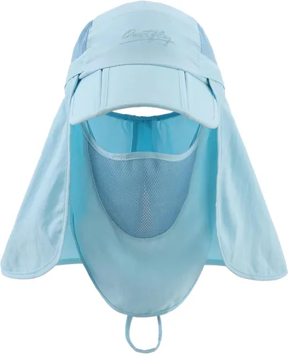 Vista 2 de Connectyle Sombreros de pesca con protección solar UPF 50+ para hombre con solapa extraíble para el cuello Azul aguamarina