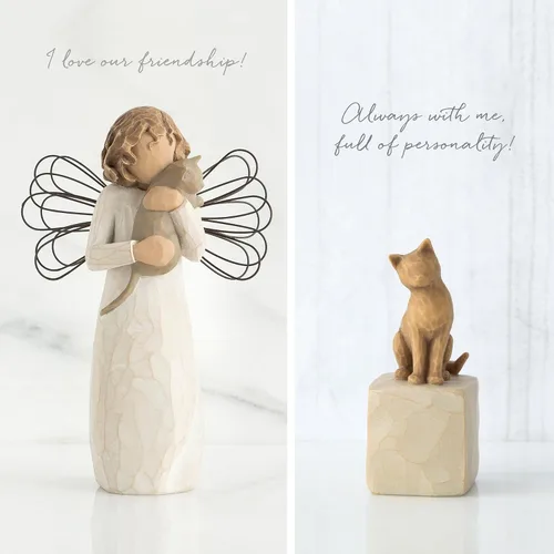 Vista 3 de Willow Tree with affection Angel, Love My Cat (Luz), juego de 2 figuras