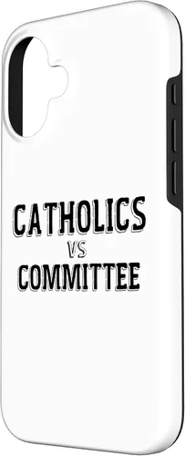 Vista 2 de Catholics Vs Committees Funny Catholic School Humor Case for iPhone 16