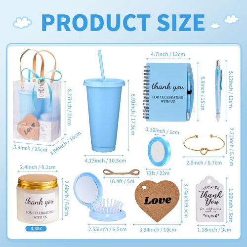 Vista 3 de 56 premios de baby shower para ganadores de juegos, regalos de baby shower, incluyendo vaso de plástico, cuaderno, velas perfumadas, bolígrafos Azul