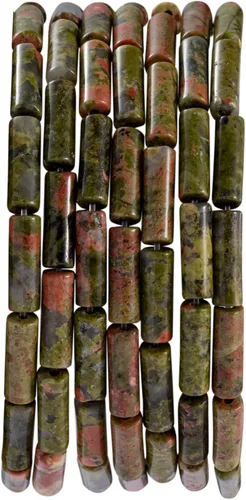 Vista 16 de Cuentas de tubo rectangular de jade africano natural, 0.157 x 0.512 in, 15.0 in/str sueltas semi piedras preciosas para hacer pulseras, collares