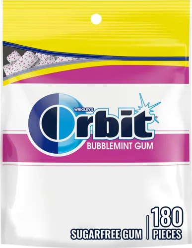 Vista 9 de ORBIT Goma de mascar Bubblemint sin azúcar, paquete a granel, bolsa de 180 unidades (paquete de 2)