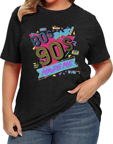 Vista 2 de Camisa Made Me de los años 80 Baby 90 para mujer, tallas grandes, trajes de los años 90, camisetas retro de los años 80