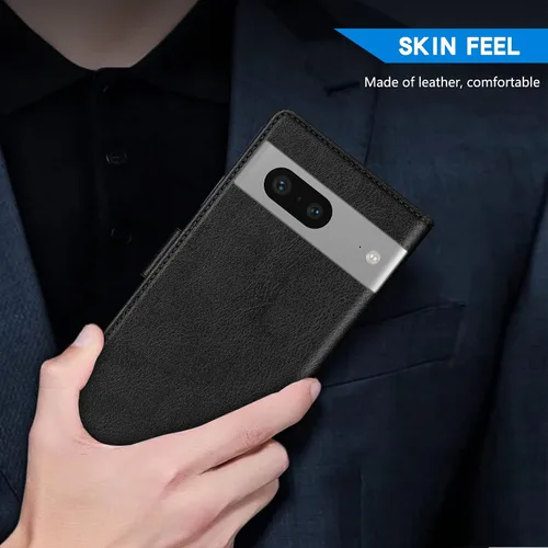 Vista 6 de ZZXX Funda tipo cartera para Google Pixel 7 con bloqueo RFID, ranura para tarjetas, función atril, cierre magnético, funda protectora de cuero
