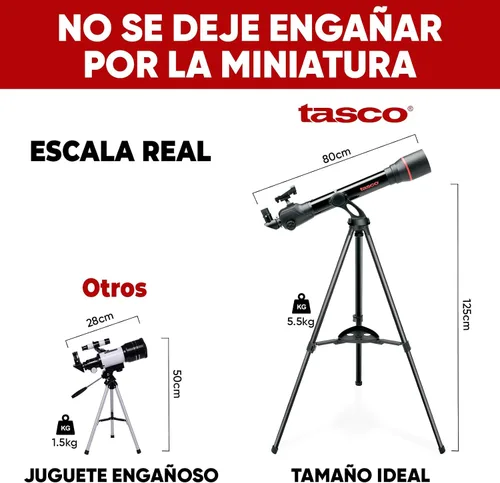 Vista 4 de TASCO Spacestation - Refractor AZ de 2.756 x 31.496 in con telescopio buscador de puntos rojos LED variable, negro, talla única (49070800)