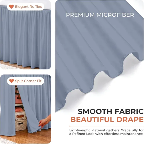 Vista 42 de Dorm Ruffle Twin XL 28" Drop Extra Long BedSkirt, Premium Brushed Microfiber Tailored Drop, Put On Elastic Long Dust Ruffle, Split Corner, Bedroom