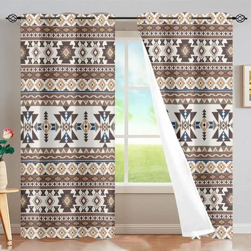 Vista 71 de Dreaweet African Tribal Blackout Curtains 63 Inch Long 2 Panels Set Bohemian Ethnic Geometric Grommet Top Thermal Insulated Curtains for Living Room