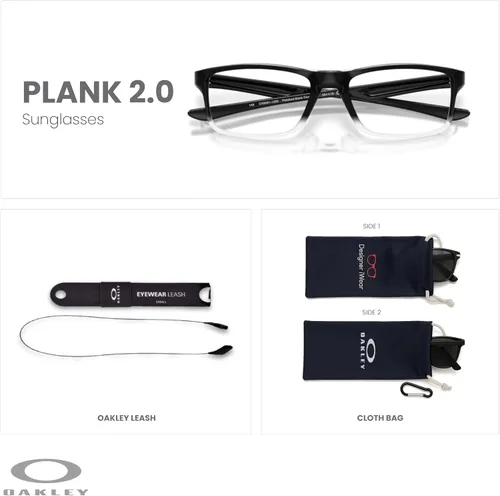Vista 2 de Oakley Plank 2.0 OX8081 - Lentes rectangulares para hombre y mujer, kit de correa de accesorios, bolsa de microfibra