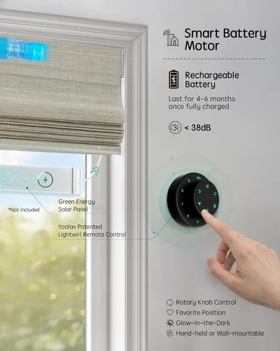 Vista 3 de Yoolax Cortinas Romanas Inteligentes de Arriba a Abajo y de Abajo a Arriba, Cortinas Romanas Motorizadas con Control Remoto, Cortinas Inteligentes